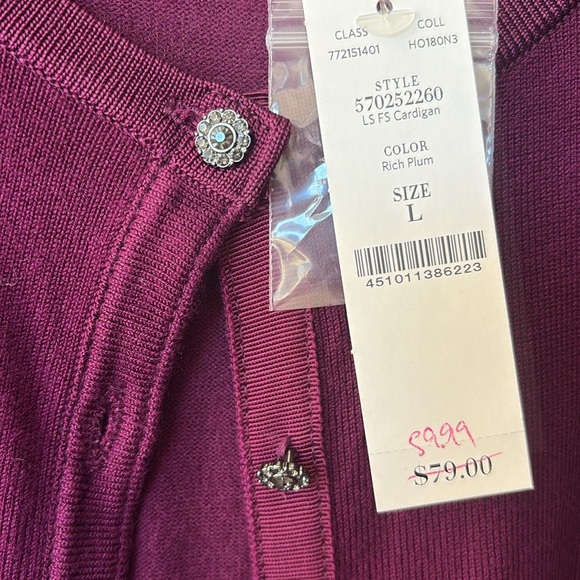 White House Black Market Plum cardigan with decorative buttons - Picture 5 of 7